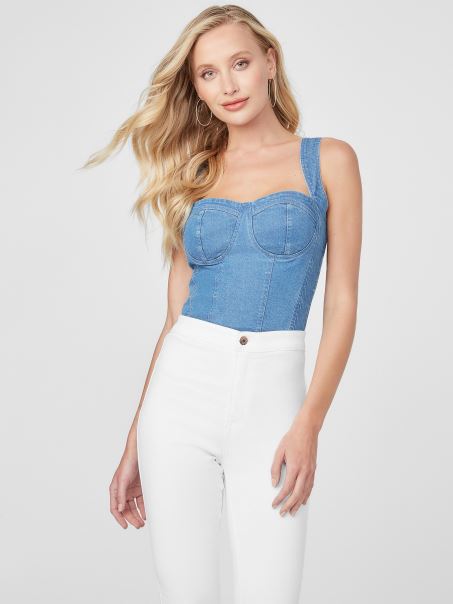 Top Denim Claudia Guess Spalare Inchisa