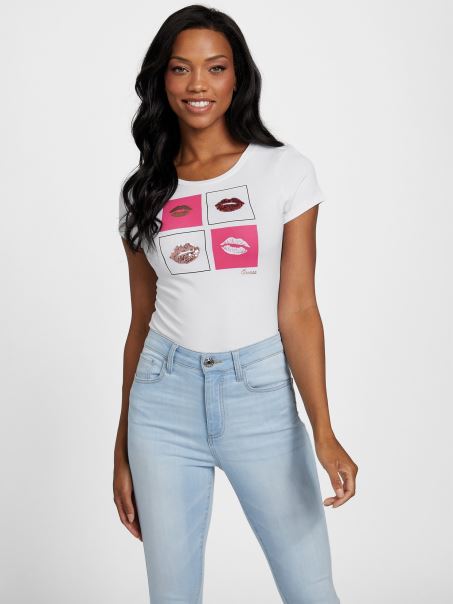 Tricou Ellamae Alb Pur Guess