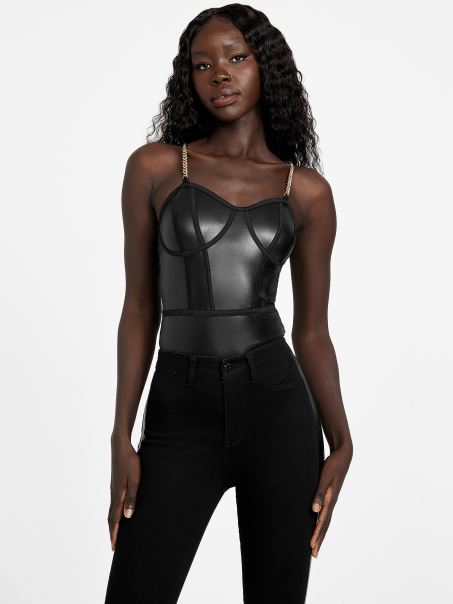 Body Din Piele Artificială Jet Black Yates Guess