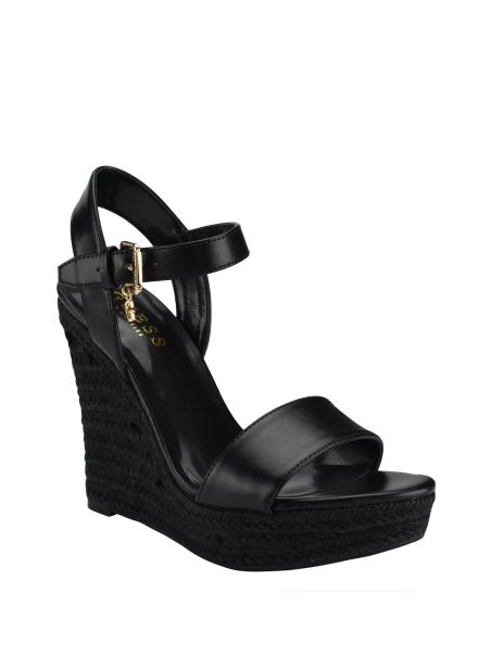 Tracey Espadrille Wedges Black1 Guess