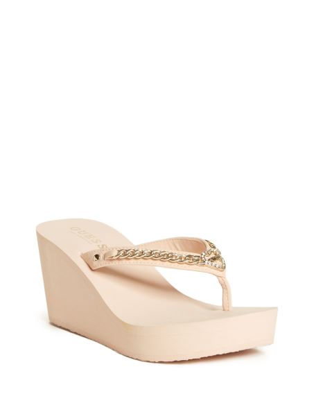 Flip Flops Cu Platformă Guess Sagey Chain Roz Deschis