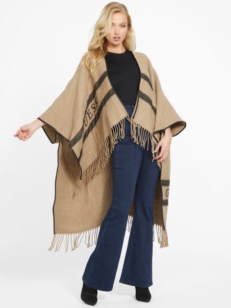 Guess Solid Logo Ruana Cream