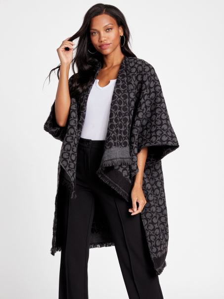 Coal Guess Allover Logo Ruana