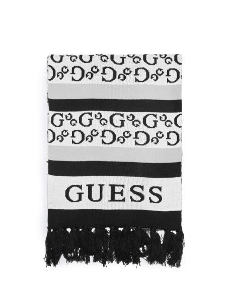 Eșarfă Cu Dungi Guess Logo Negru