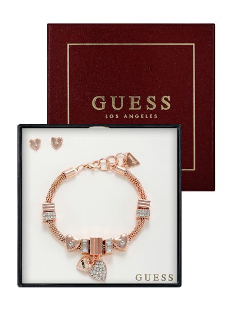 Set Cutie De Brățară și Cercei Tip știft Guess Argintiu Roz Auriu