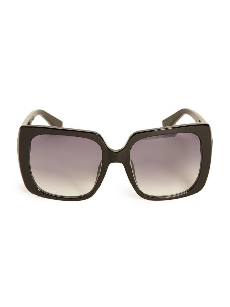 Guess Logo Cu Strasuri Ochelari De Soare Pătrați Din Plastic Argintiu