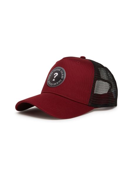 Burgundy Cauciuc Cerc Logo Pălărie Trucker Guess