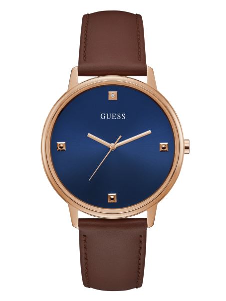 Nici O Culoare Guess Ceas Analogic Albastru și Maro