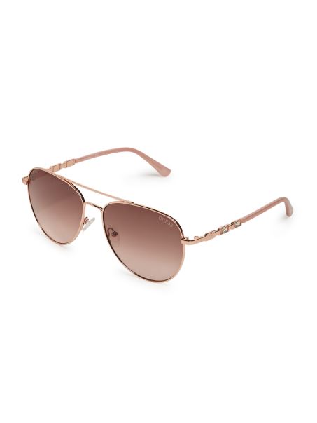Guess Ochelari De Soare Din Metal Bagheta Aviator Auriu Roz
