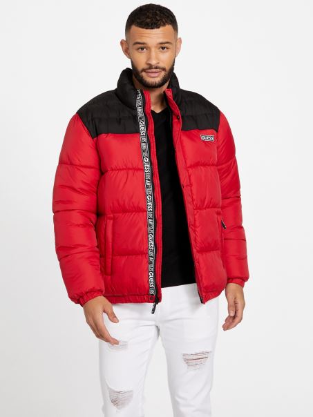 Jachetă Puffer Eco Ralph Guess Varsity Red Multi