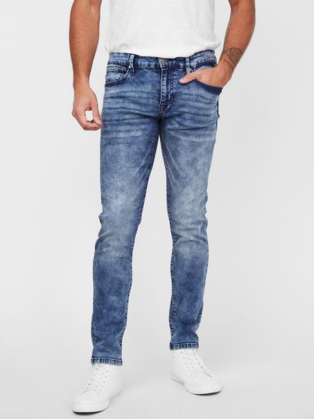 Blugi Skinny Guess Sammy Cu Spălare Multiplă Naturală