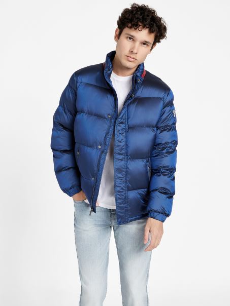 Jachetă Puff Color-block Eco Angelus Guess Albastru Regal