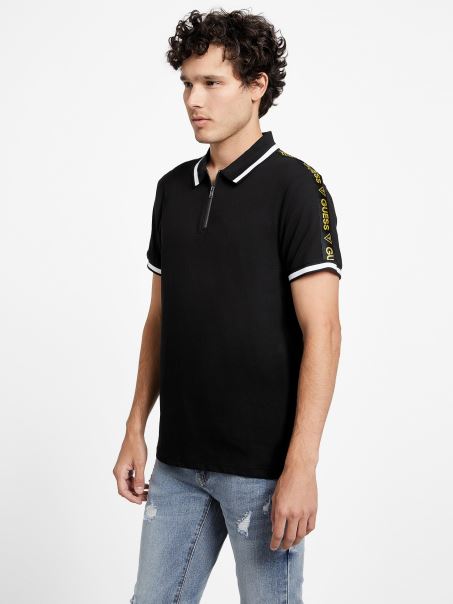 Polo Eco Jon Cu Fermoar Guess Jet Black
