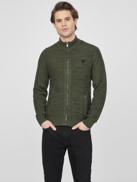 Chet Marled Pulover Cu Gât Fals Guess Alpinism Verde