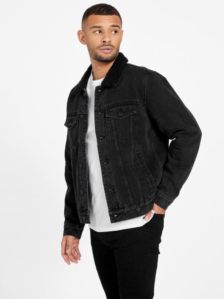 Jachetă Din Denim Căptușită Cu Sherpa Guess Braun