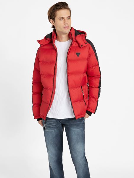 Hanorac Puffer Color-block Guess Martin Rugby Red Multi
