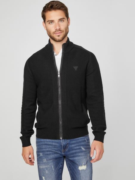 Chet Pulover Cu Gât Simulat Guess Jet Black