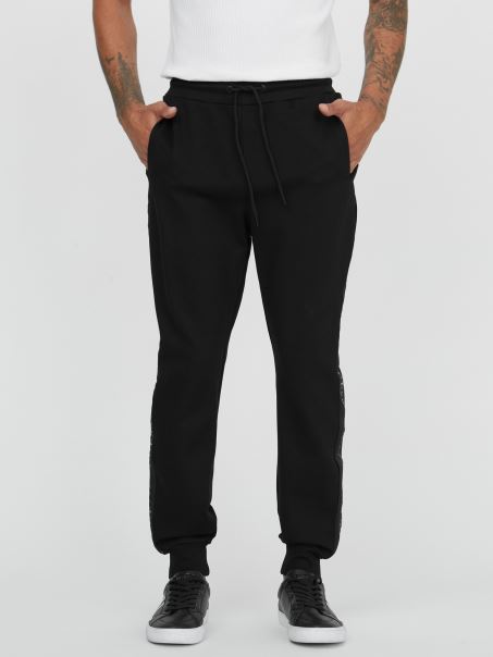 Pantaloni De Jogging Guess Eco Andrew Logo Negru Jet