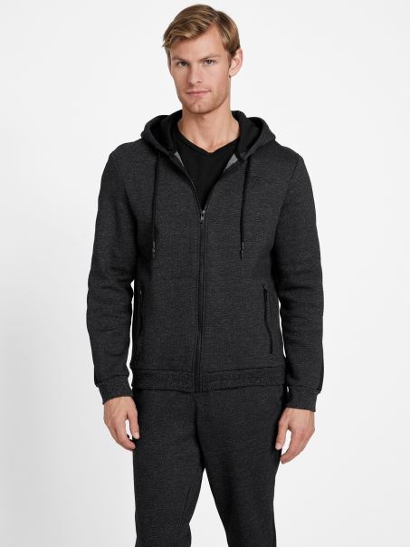 Hanorac Guess Edel Cu Fermoar Complet Negru Jet