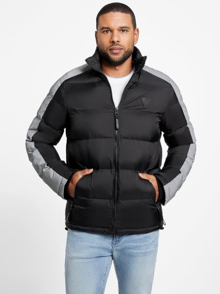 Jachetă Pufă Color-block Multi Eco Martin Negru Jet Guess