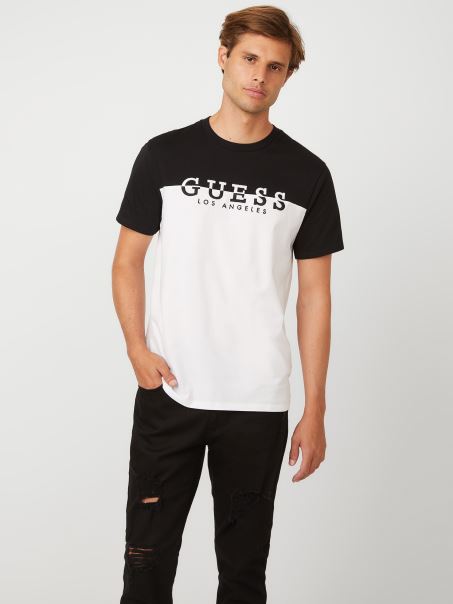 Tricou Cu Logo Davion Color-block Jet Black Guess
