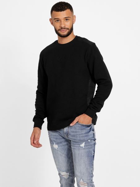 Tricou Cu Mânecă Lungă Color-bloc Nabry Guess Jet Black