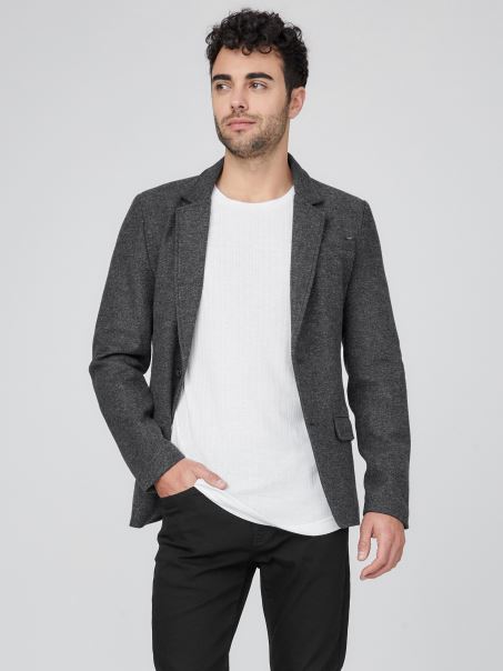 Blazer Cu Inserție Nailon Lânos Guess Gri Cărbune