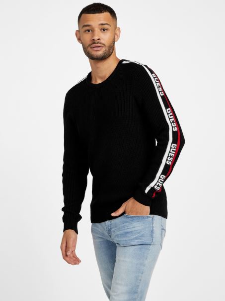 Guess Matias Cu Mânecă Lungă Crewneck Jet Black
