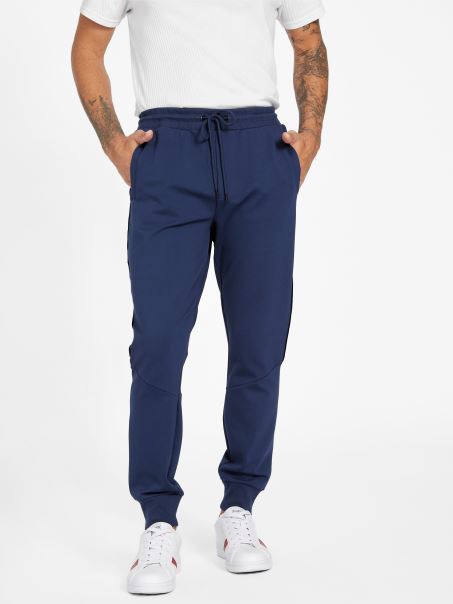 Matase Albastru Banda Logo Jon Pantaloni De Jogging Guess