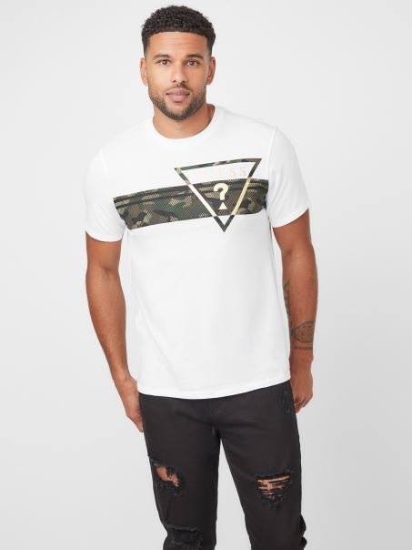 Tricou Cu Logo Pekah Cu Imprimeu Camo Alb Pur Guess