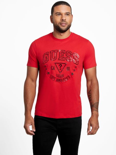 Tricou Cu Logo-ul Eco Sammo Roșu Varsity Guess