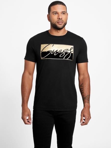 Guess Nivelen Logo Tee Jet Black