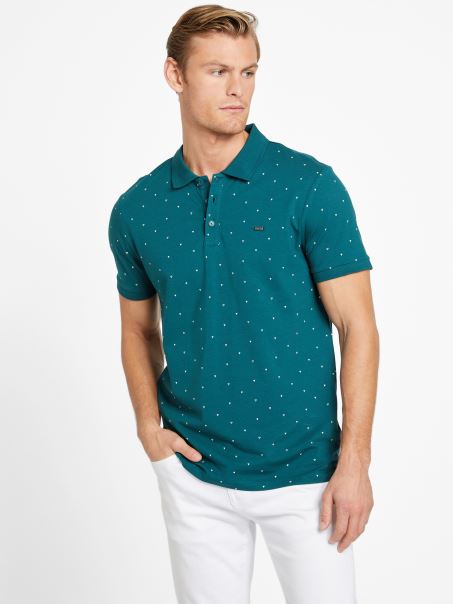 Guess Regal Teal Eco Dev Tricou Polo Geometric