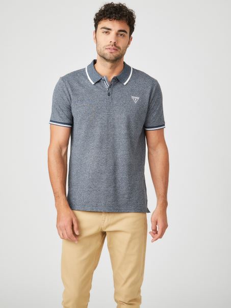 Guess Richie Polo Mătase Albastru Multi