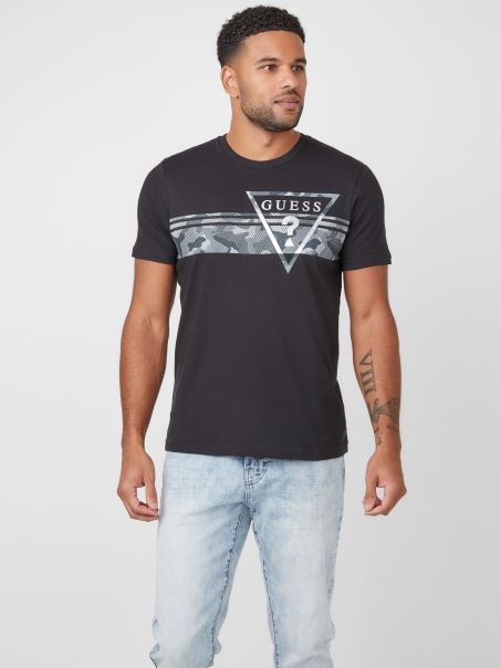 Tricou Cu Logo Pekah Cu Imprimeu Camo, Negru Jet Guess