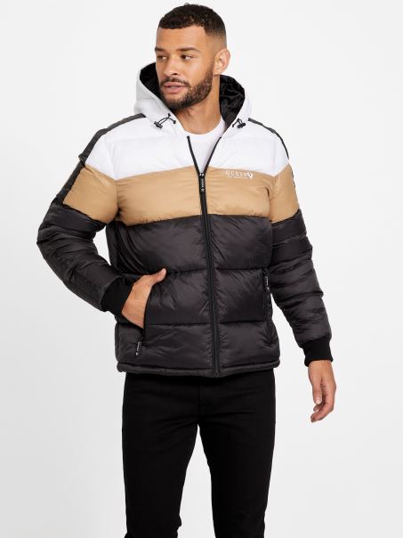 Jachetă Puffer Cu Glugă Tober Guess Jet Black Multi