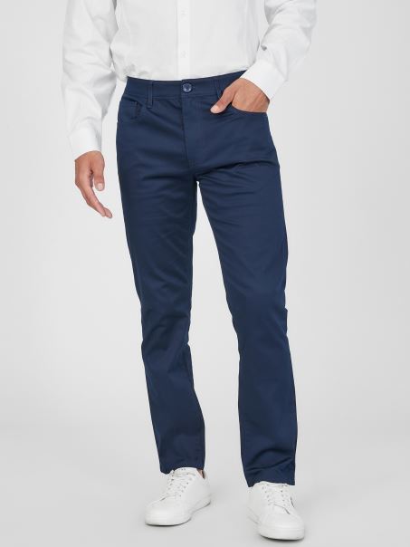 Guess Ledger Pantaloni Din Satin Cerneală Clasică