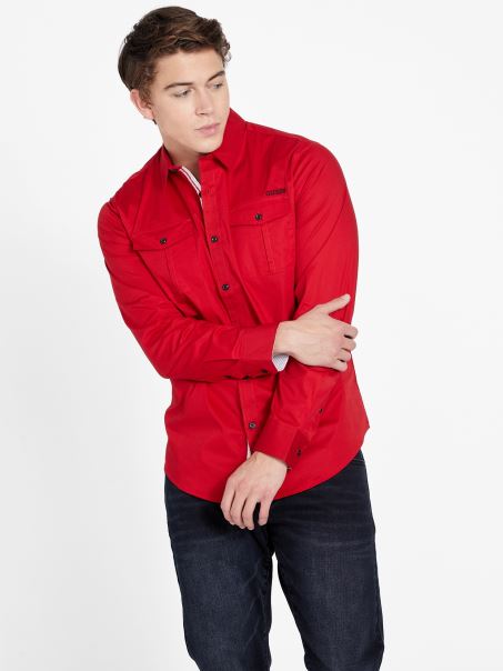 Lingard Tricou Cu Maneca Lunga Guess Rugby Red