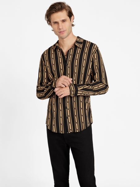 Cămașă Grafică Cu Lanț Guess Negru Jet