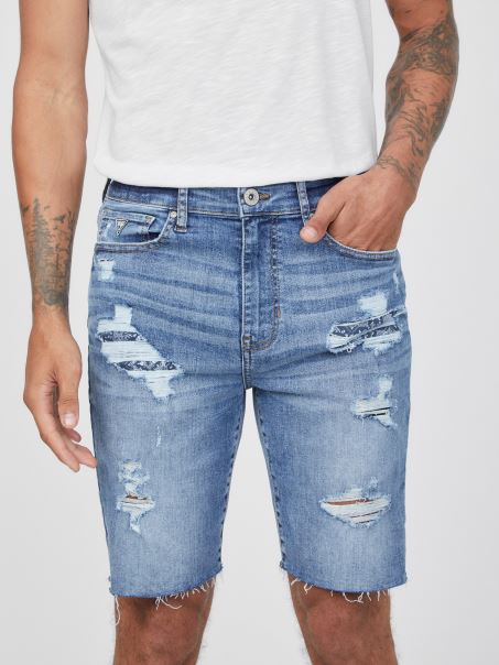 Pantaloni Scurți Eco Quad Mediu Distrus Guess