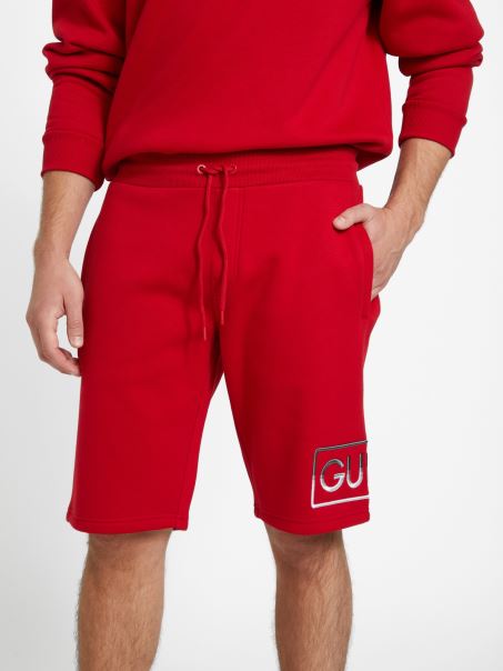 Pantaloni Scurți Din Tricot Hartley Roșii Guess Varsity