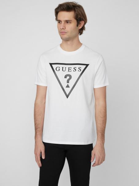 Tricou Cu Logo Guess Erikk Alb Pur