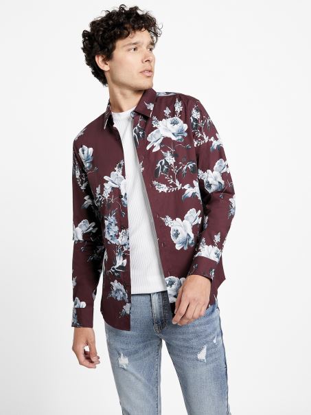 Cămașă Florală Guess Nate Roșie Marmont