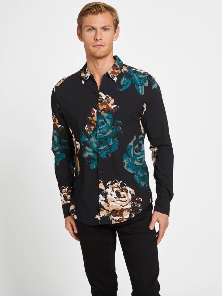 Cămașă Florală Lannister Guess Negru Jet