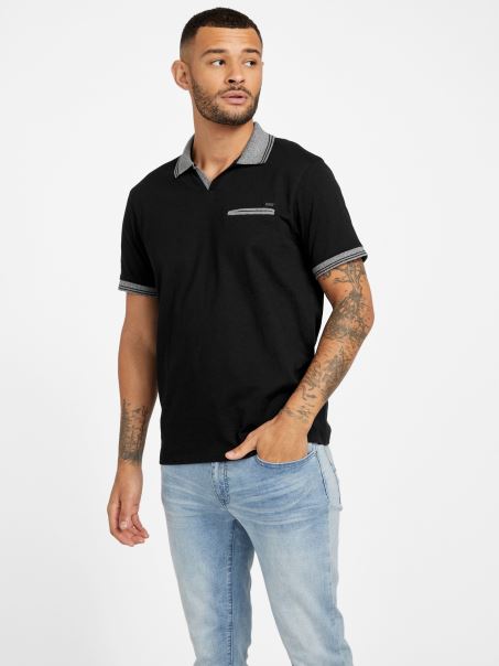 Jet Black Denver Johnny Pocket Polo Guess