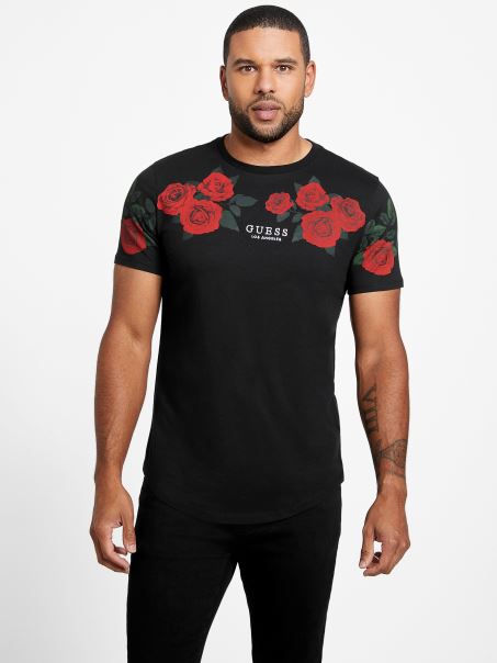 Tricou Negru Jet Guess Ciro Roses