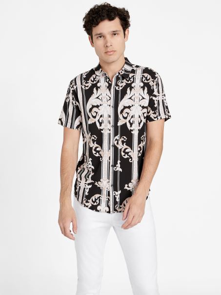 Guess Luis Baroque Shirt Jet Black
