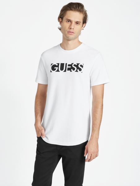 Guess Tricou Charlie Alb Pur