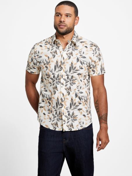 Cămașă Din Frunză Alb Perlat Guess