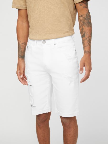 Alb Distruge Spălat Abby Pantaloni Scurți Din Denim Guess